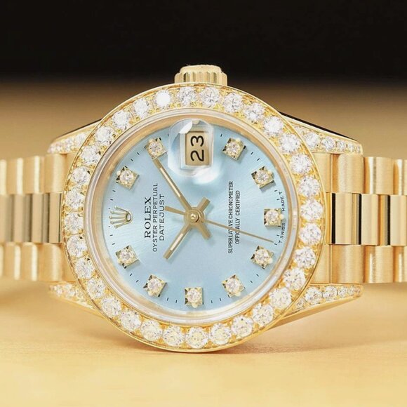 Rolex President Iced 1.4++ CT Diamond Blue Dial With Box + Tag main image 7